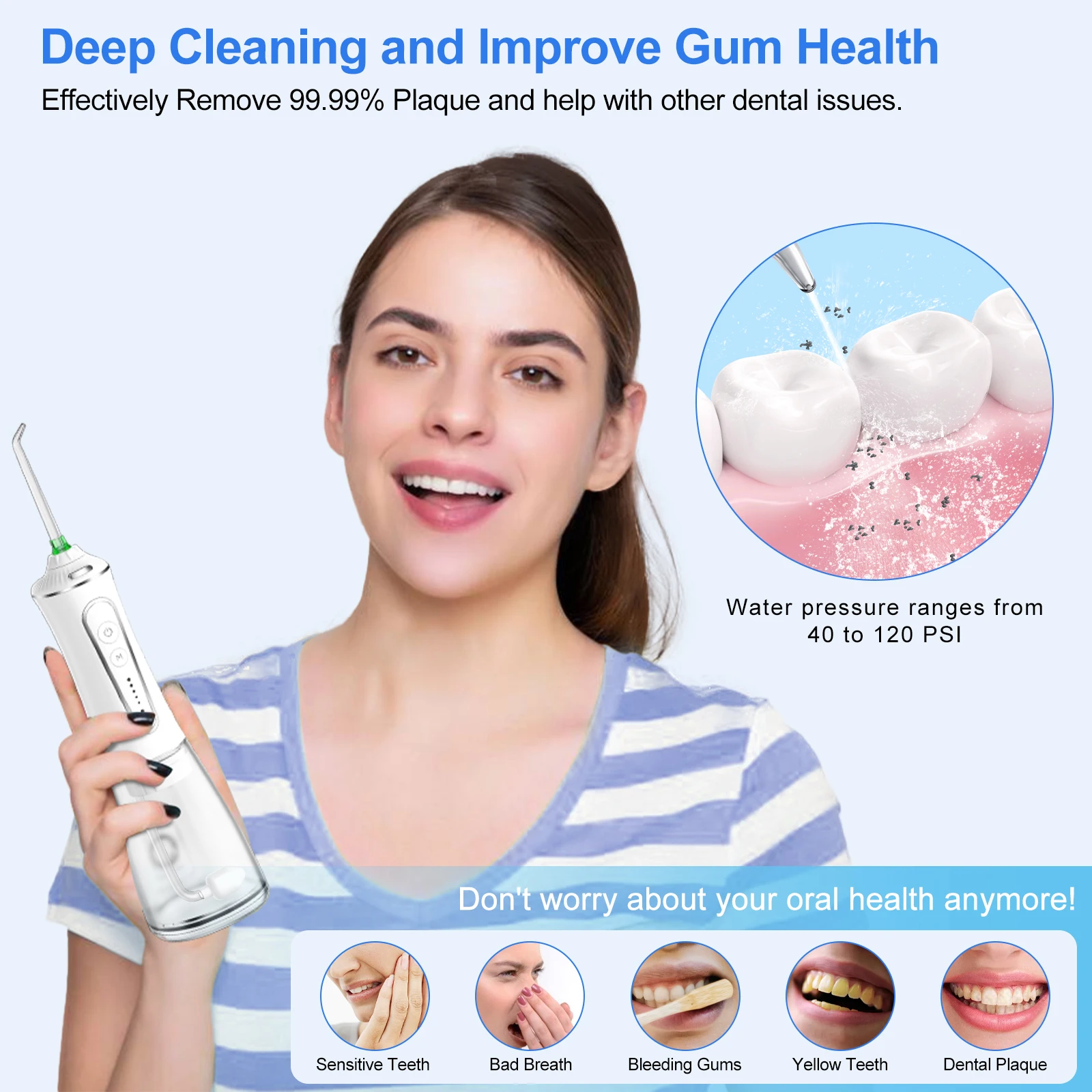 H2ofloss Newest Professional Cordless Oral Irrigator Portable Electric ...