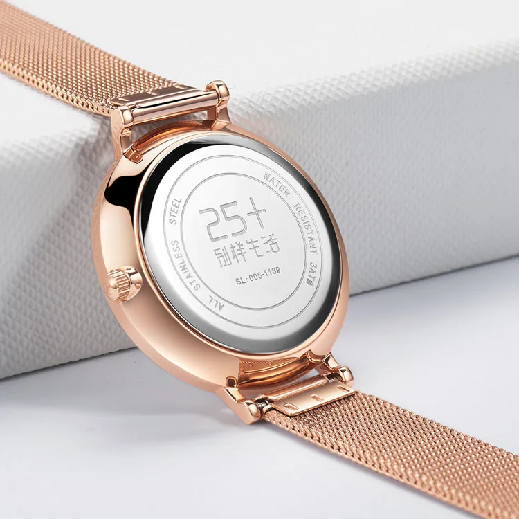 Simple High Quality Ready Meshing Band Ladies Watch Stainless Steel 3atm Japan Movt 3 Hands  Woman Dress Slim Wristwatch