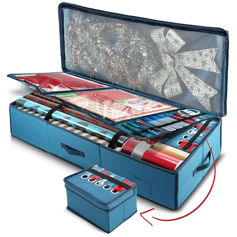 Christmas Gift Wrapping Paper Storage Box Large Capacity Waterproof Christmas Decoration Storage Bag manufacture