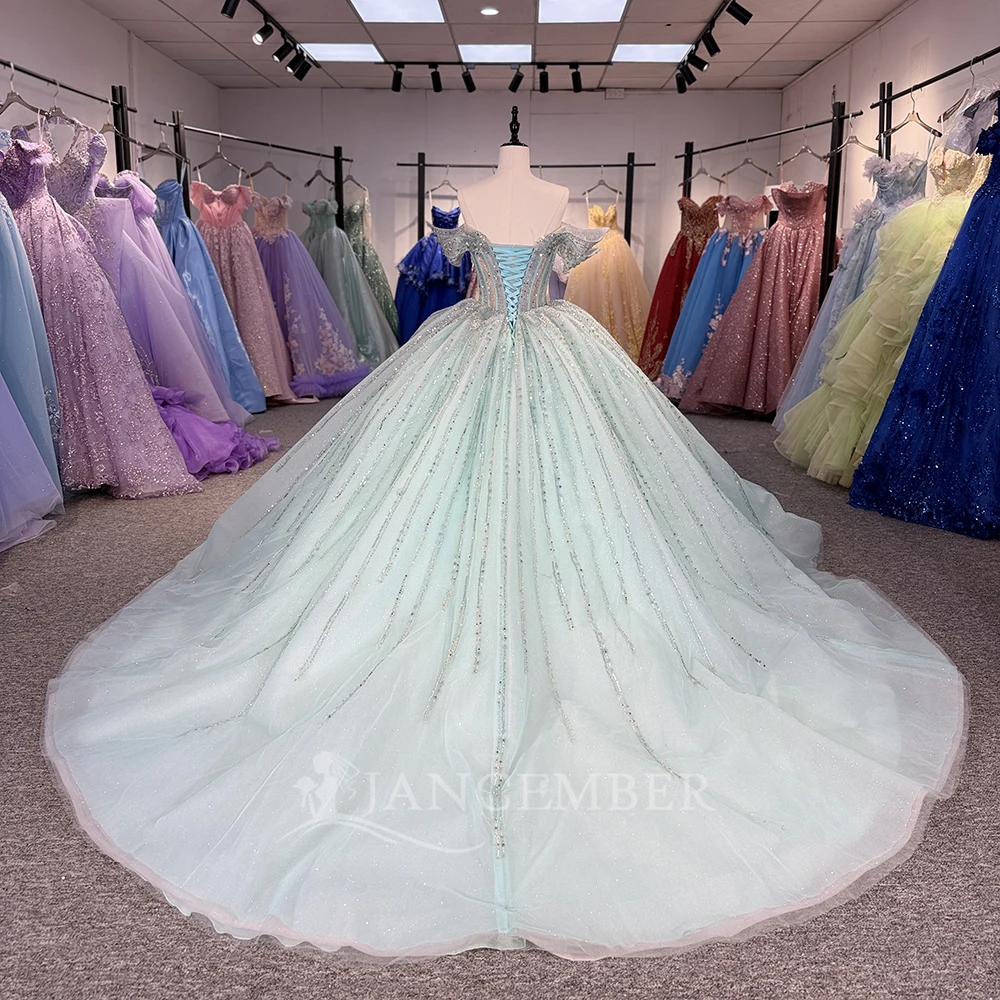 Jancember 1387 Tiffany Blue Quinceanera Dress Sequin Ball Gown Bridal Gown Sweet 16 Birthday Party Banquet Event