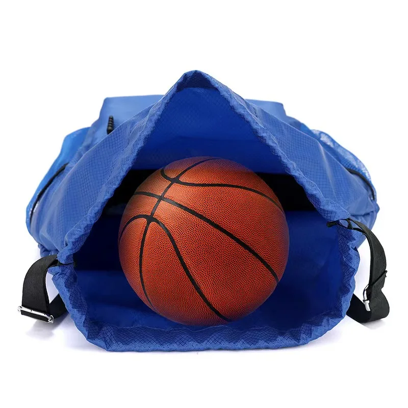 Custom Wholesale Classic Waterproof Polyester Sports Drawstring Backpack New Style Rope Basketball Swimming Training Storage preview 3