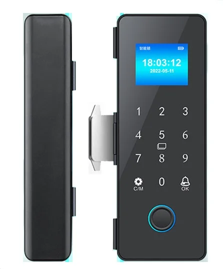 Automatic Biometric Tuya Fingerprint Lock With Card Passcode Key Unlock Frame Frameless Sliding Glass Door Lock