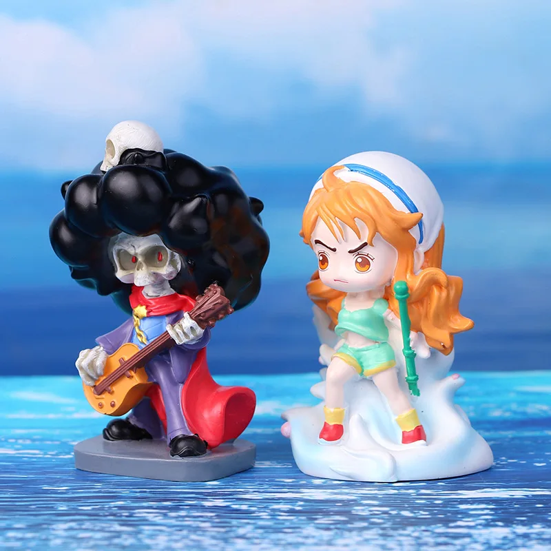 6PCS Mystery PVC Anime Figurine Blind Boxes 3D Resin 1Piece Luffy Zoro Nami Figures Surprise Collectible Doll Toy Anime Figure