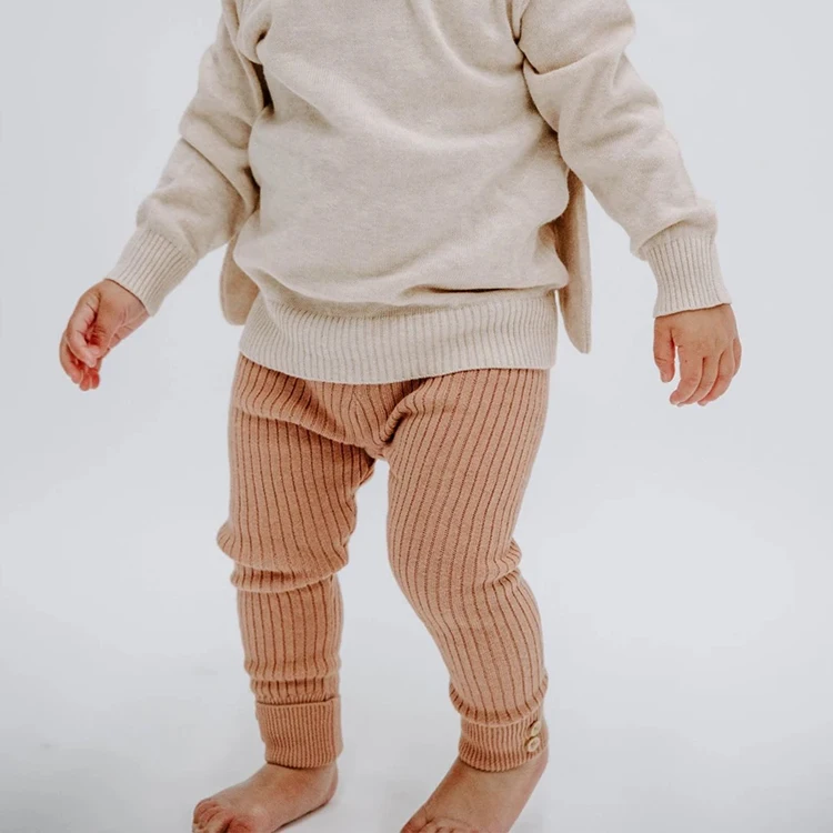 Jambear Organic Rib Knit Baby Leggings Sustainable Baby Pants Toddler Joggers Ecofriendly