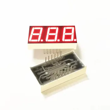 0.56 Three Red LED Display with Common Yin 7 Segment Media Use 5mm Pixel Pitch 2mm & 1.2mm Options Common Cathode PCB Polarity