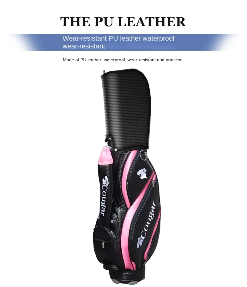 Customized Color Lightweight Waterproof Leather Standing Style Golf Bag