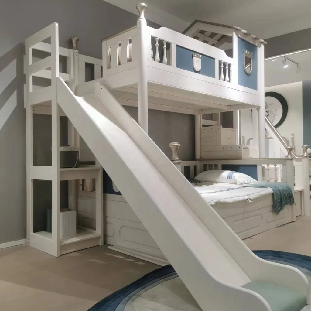 Alibaba.com: Solid Wood Modern House Kids Bunk Bed with Slide Castle ...