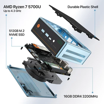 2024製 WAA/J1 Ryzen 7 5700U/512G/16GB/B.R 2024 AMD Ryzen 7 5700U Mini PC - 16GB DDR4, 512GB SSD