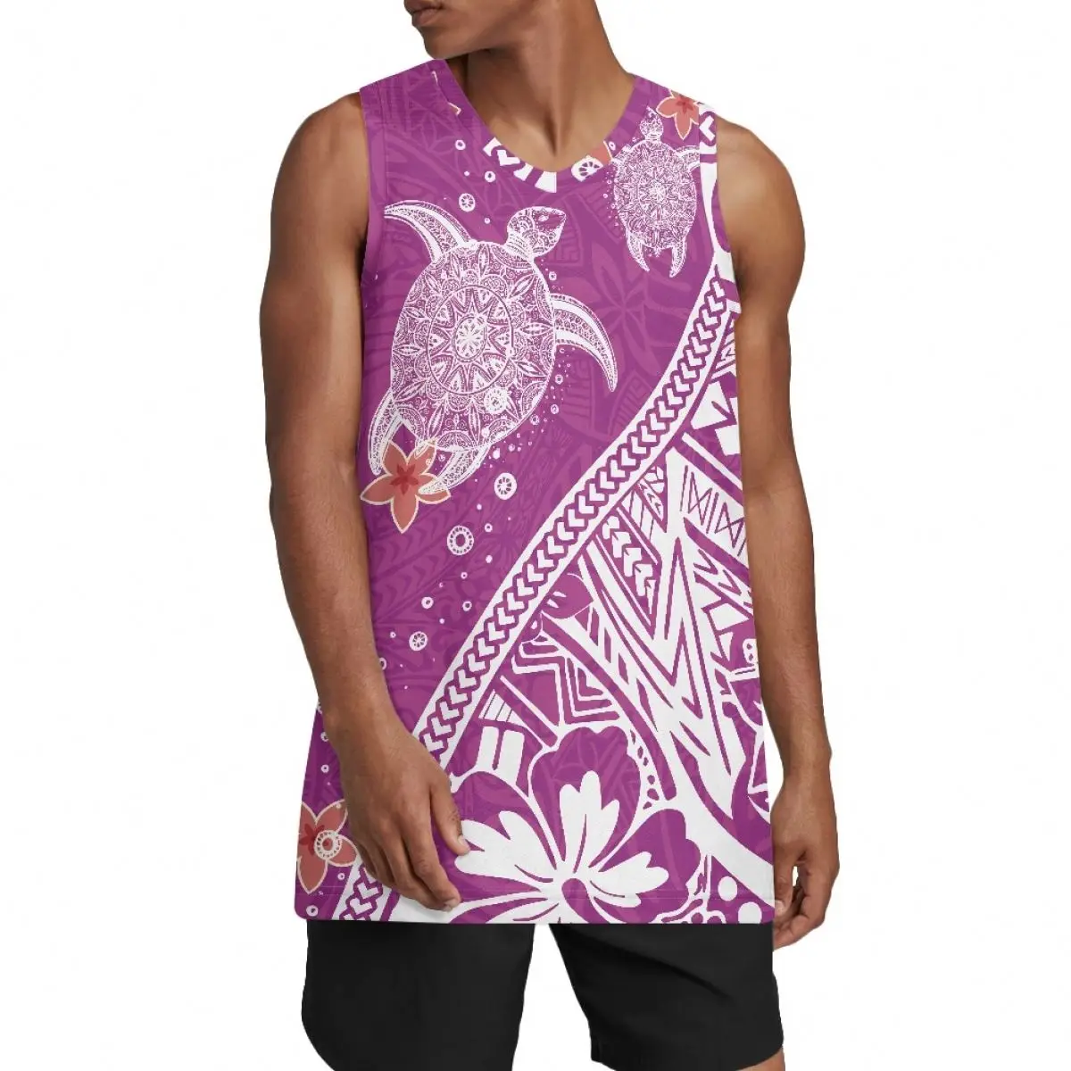 Summer Plus Size Basketball Jersey Shirts Tops Polynesian Tribe Hibiscus  Turtle Pattern Men Basketball Jersey Clothes Design - Buy Men Basketball