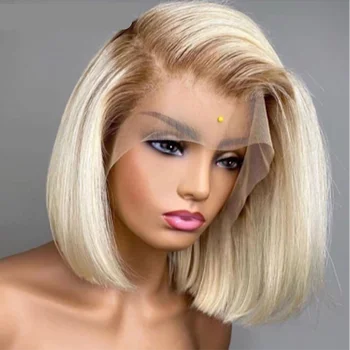 Cheap Peruvian 613 Blonde Colored Bob Wig,Raw Virgin Transparent Hd Full Lace Human Hair Wig,100% Bob Wig Human Hair Lace Front