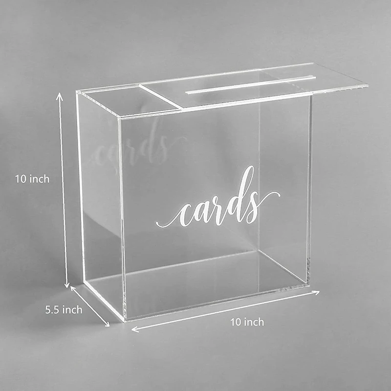 Elegant Personalized Name Card Box Wedding Acrylic Card Box With Lock