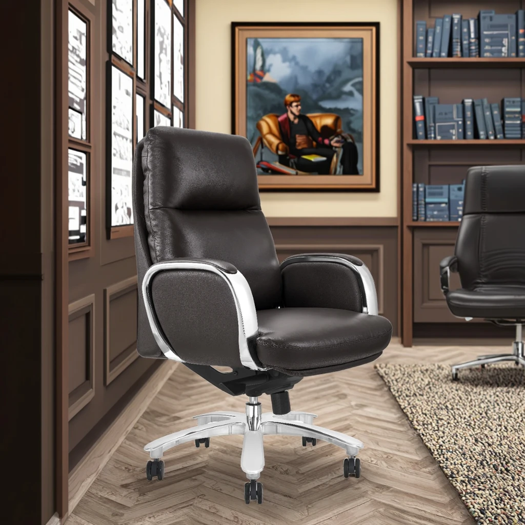 Luxury Managers Office Chair Memory Foam Padding Tilt Lock System Breathable Leather 2