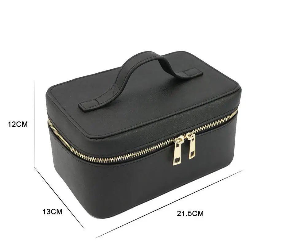 Ladies Saffiano Leather Travel Toiletry Case Bag Portable Hanging