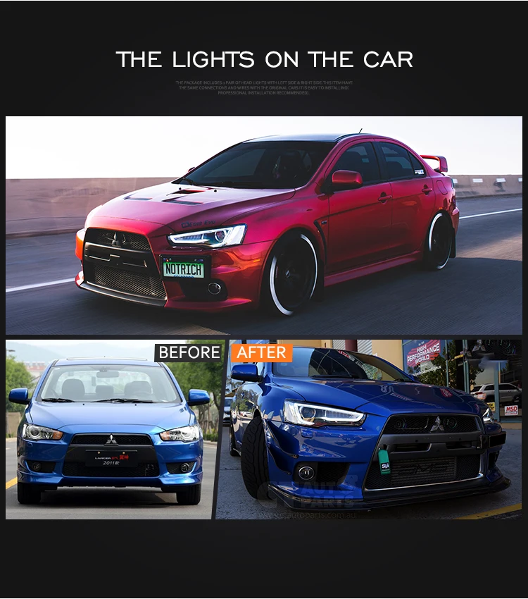VLAND-faros LED delanteros para coche Mitsubishi, lámpara de Ojos de demonio con lentejuelas, para modelo Galant Lancer ex Fortis, 2008-2017
