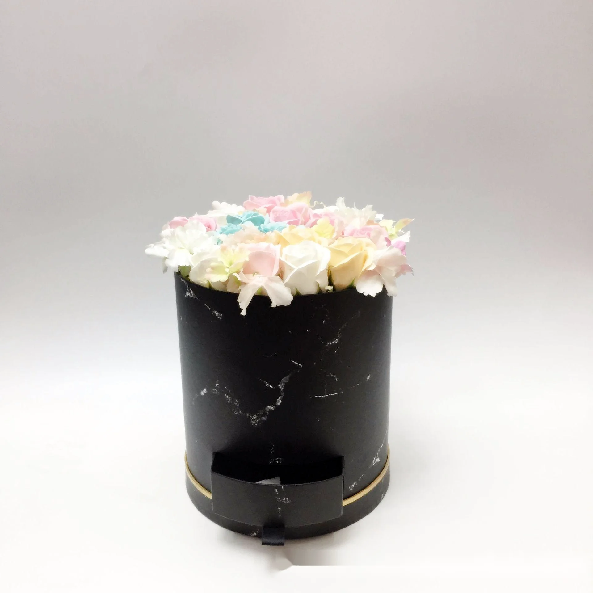Best Selling Marble Pattern Round Box Wholesale Cardboard Flower Boxes with Drawer Glossy & Matt Lamination Printing Handling