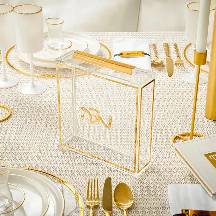 Custom Acrylic Matzo Box With Removable Magnetic Lid Clear Acrylic Matzah Box for Jewish Passover