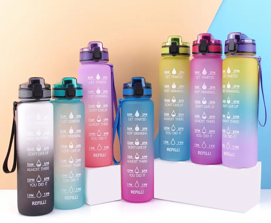 32oz Motivational Fitness Sports Water Bottle with Time Marker & Fruit ...