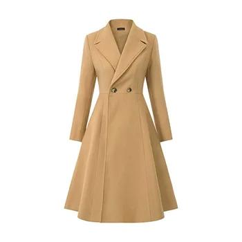 Professional Manufacturer Wool Loose Double Breasted Thick Elegant Wool Blend Coats For Women