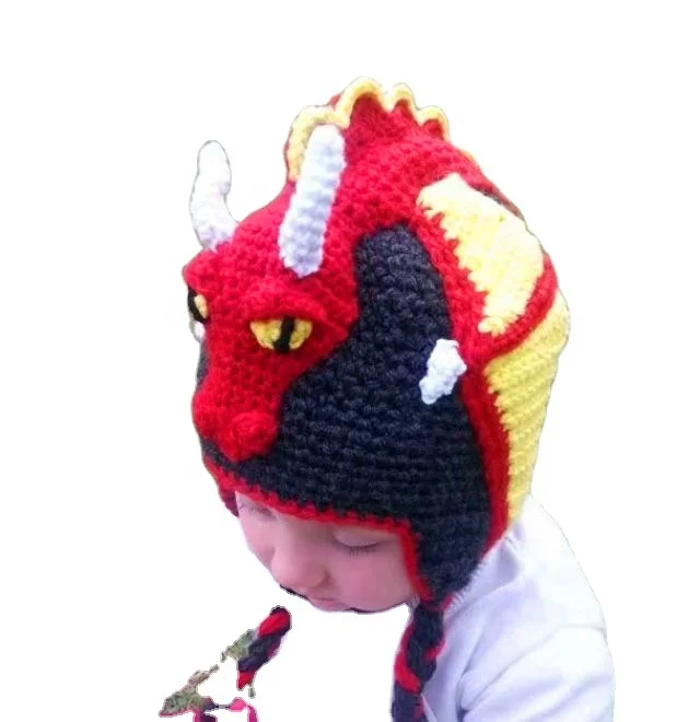 Модная вязаная шапка-дракон с