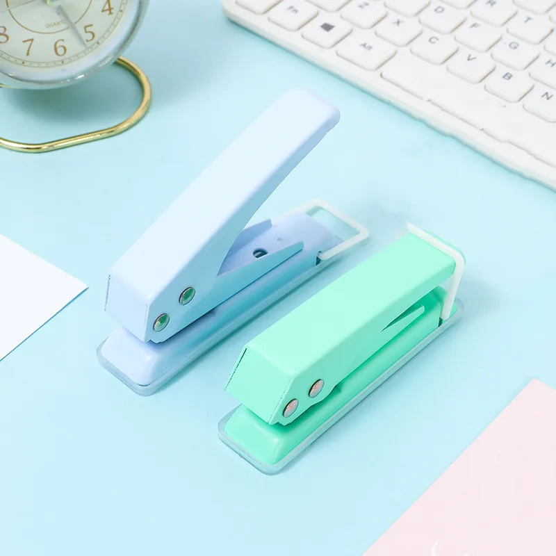 Macaron Color A4 Paper Puncher Manual DIY Student 6mm Round 1 Hole Binding Punch Machine Single Hole Punch with Loose-leaf