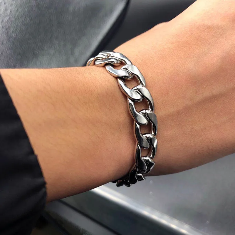 Chunky Chain Bracelets Plain Titanuim 