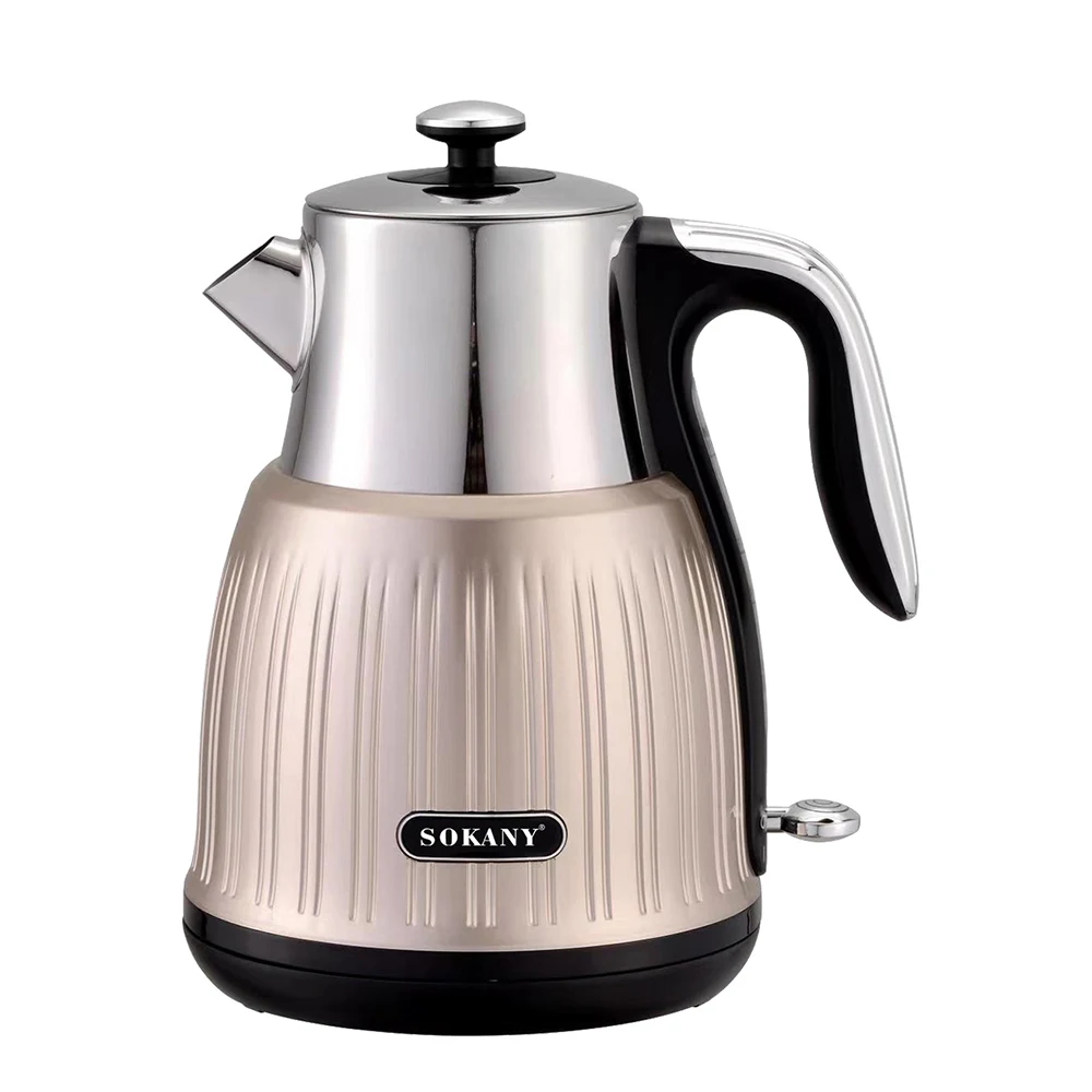 1.8L Retro Electric Kettle Stainless Steel Teapot Household Thermo