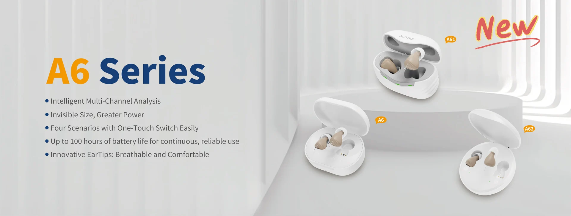 Aparelhos Auditivos Recarregáveis Invisíveis A6