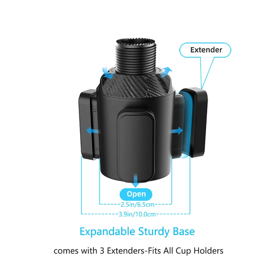 Upgrade 3-in-1 Multi-Function Car Food Table Tray Organizer Extendable Arm Flexible Design 360 Rotating Phone Mount Stand Black