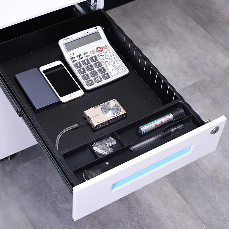 Mobile Filing Cabinet with 3 Lockable Drawers and Caster Wheels