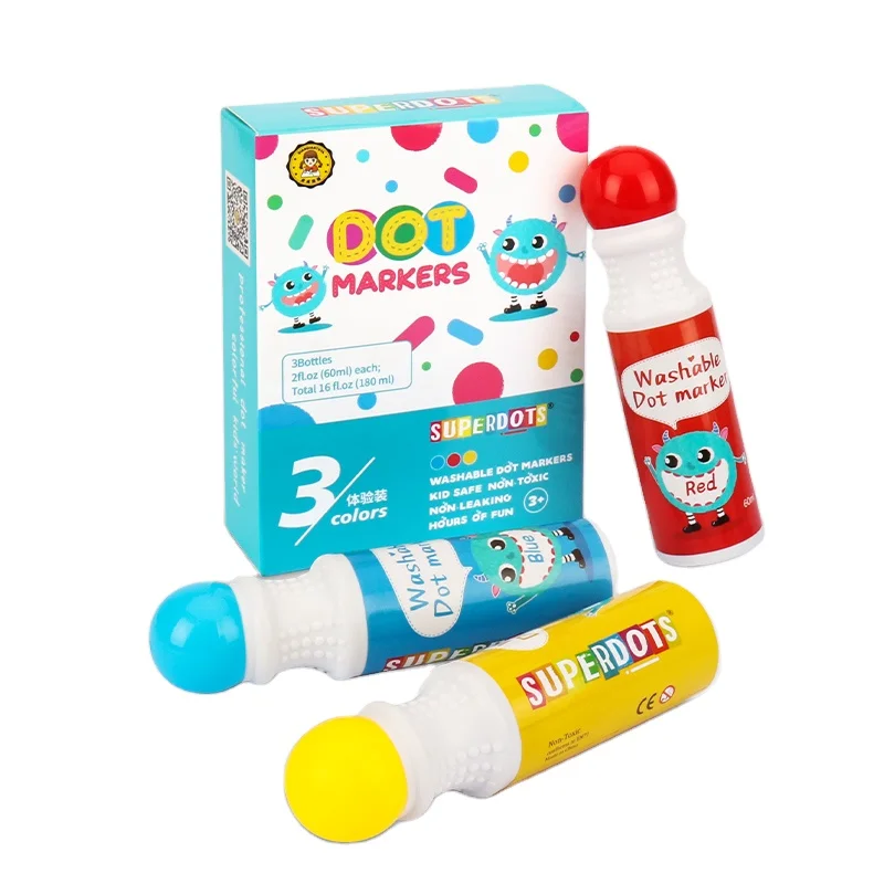 Washable Dot Markers for Kids,8 Colors 2 fl.oz Non Toxic Dot Paint