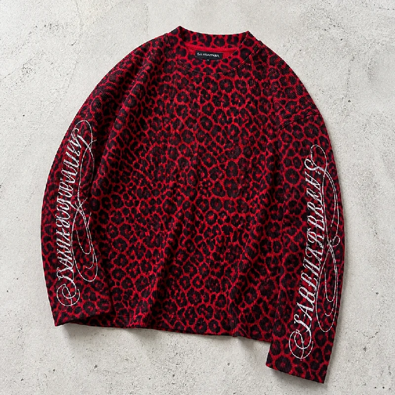 Men Drop Shoulder Oversized Baggy Graphic Digital Printing Heavy Weight Cotton Waffle Boxy Cropped Long Sleeve T Shirt gallery 7