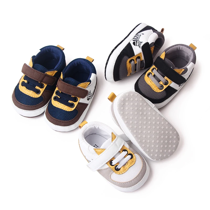 Spring and Autumn Cartoon zebra Leather Mesh Soft Sole Breathable Casual Infants Shoes for Boys