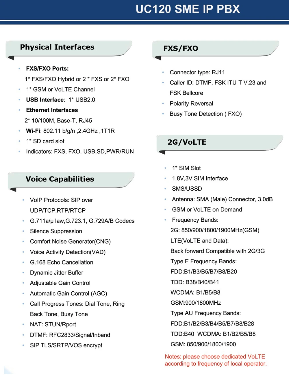 UC120 is a VoIP PBX phone system Dinstar IP PBX Support 60 SIP users and 15 concurrent calls ,1 LTE / GSM 1 FXS 1 FXO
