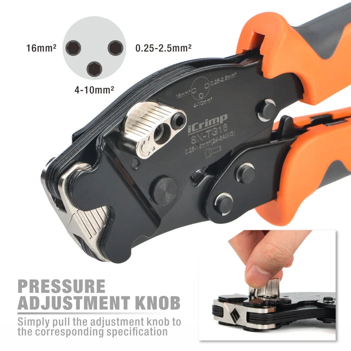 SN-TG16 Square Ratchet Crimper for End Sleeves and Ferrules 0.25-16mm2 AWG 24-6