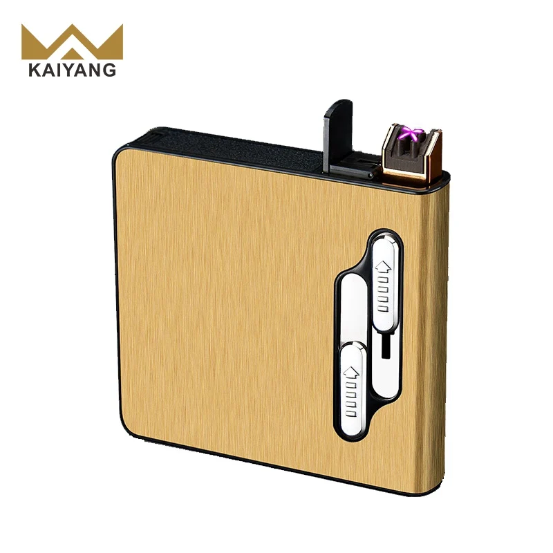 KY Wholesale Luxury 20 Sticks Cigarettes Vintage Electronic Usb Charging  Metal Cigarette Case Lighter