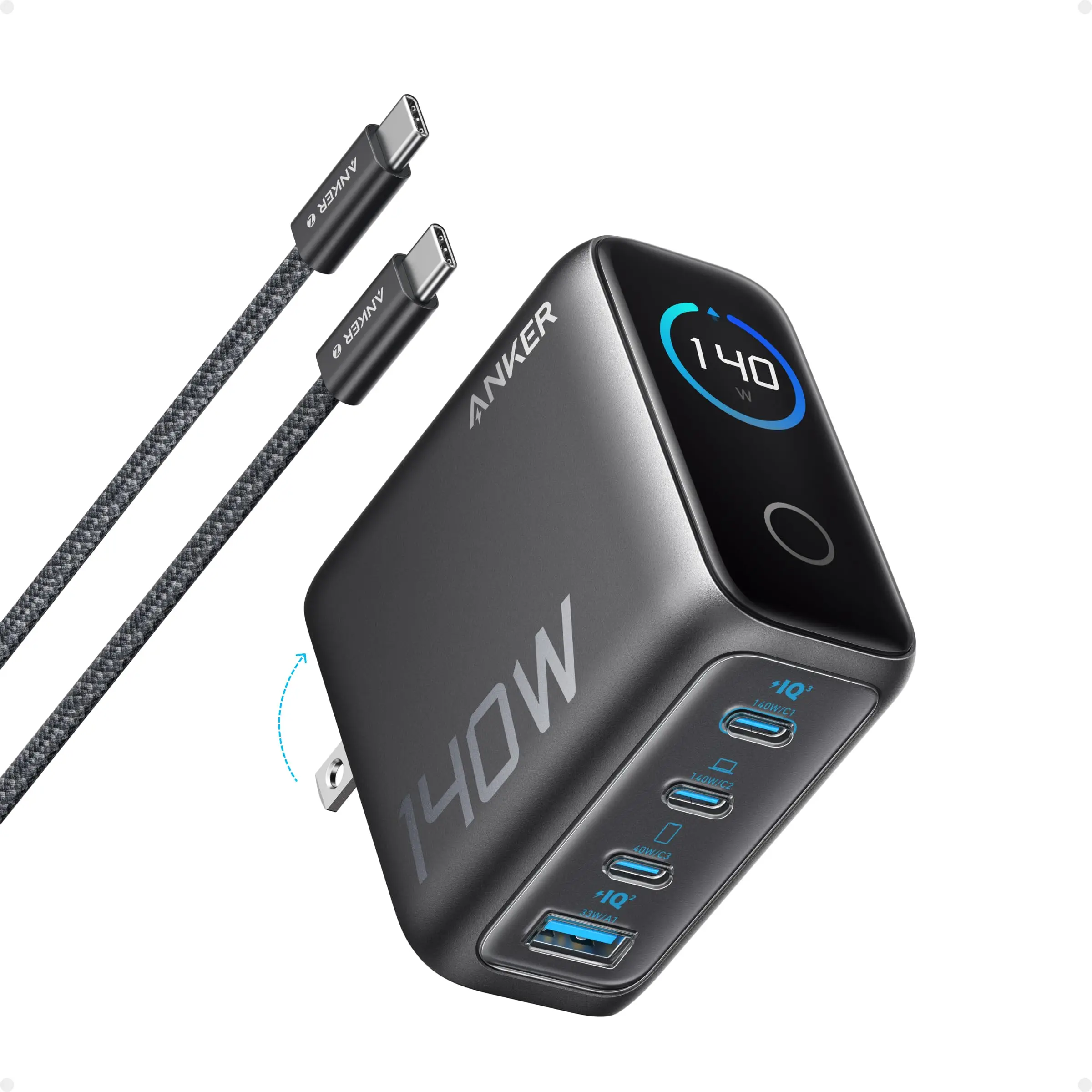 Anker Zolo 140W 4-Port Fast Charger with Touch Controls - Charge