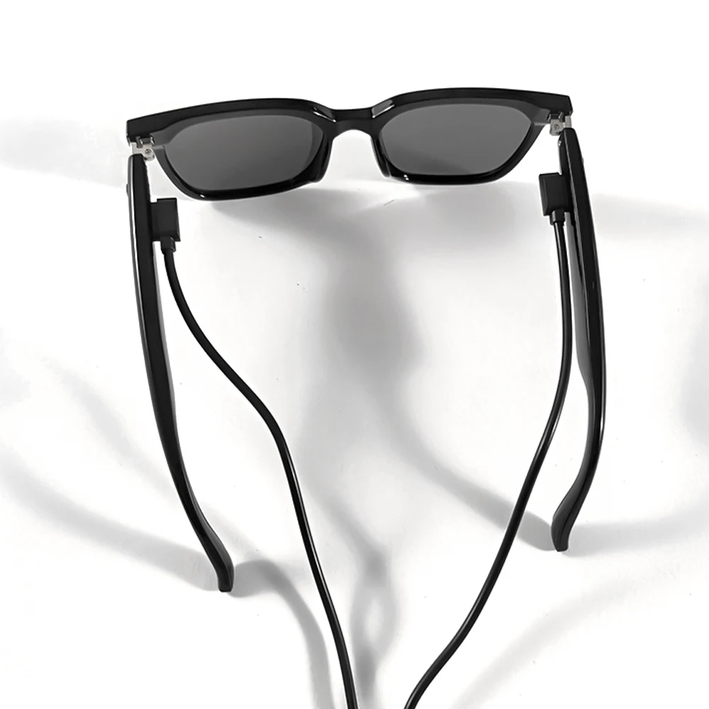 GS01 slimme Bluetooth-zonnebril, audiozonnebril met luidspreker, UV400 gepolariseerde lens, open oor muziek, aanraakbediening (Zwart