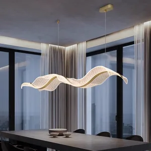 Nordic Chandelier Modern Luxury Large Long Strip Wave Shape Acrylic Lamp bar Hotel Home Decorative Chandelier Hanging Lamp