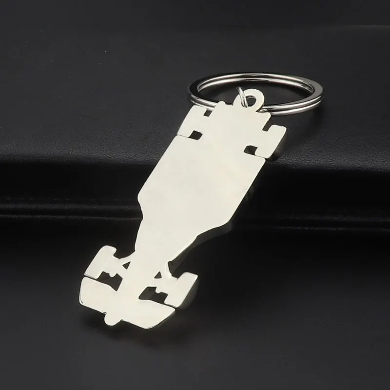 New Arrive Racing Key Chain Silver Color Alloy Full Wheel Car Key Chain F1 Racing Car Keychain for Christmas Gift Key Ring