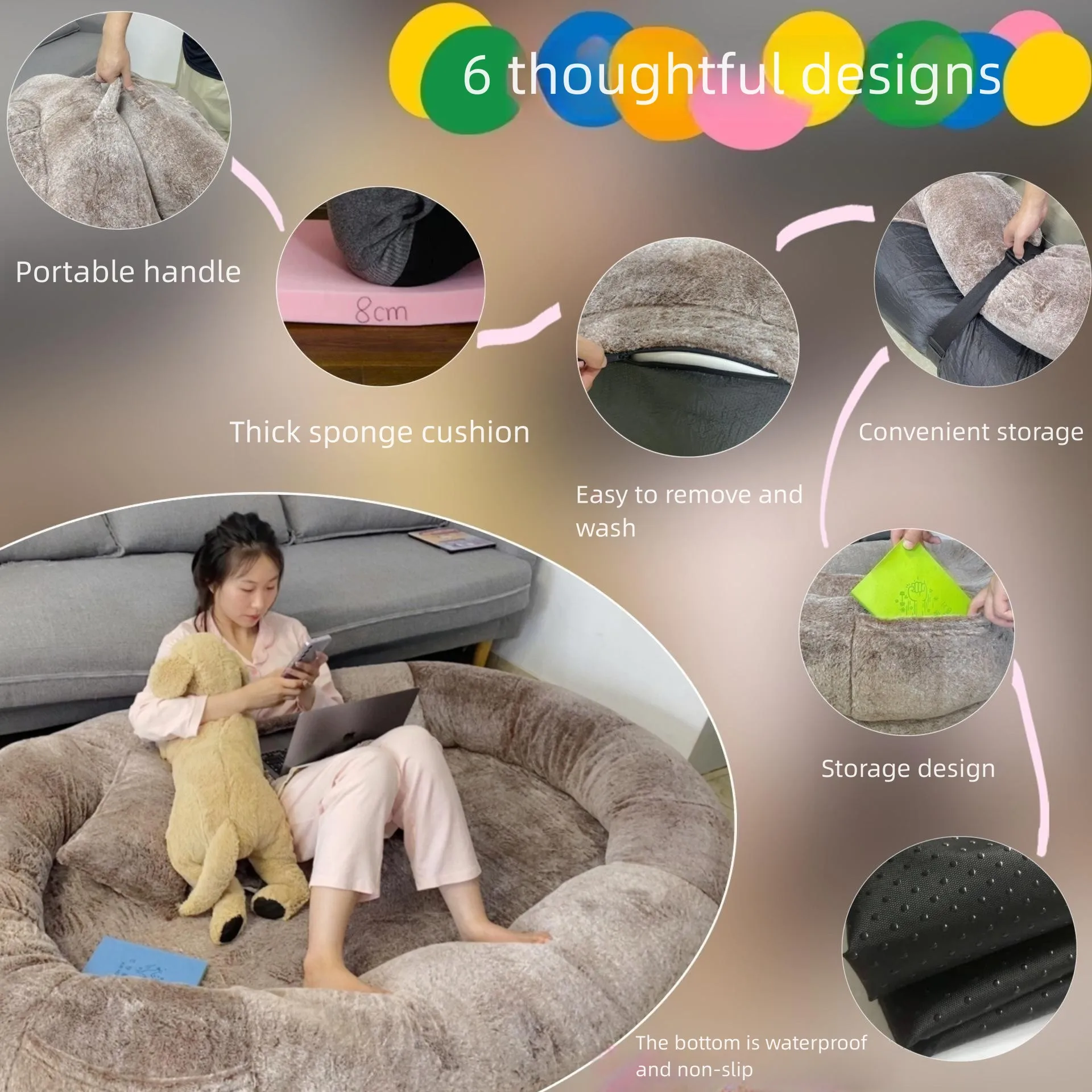 Adult Sized Dog Bed For Pets And Human Long Plush Human Size Dog Bed ...