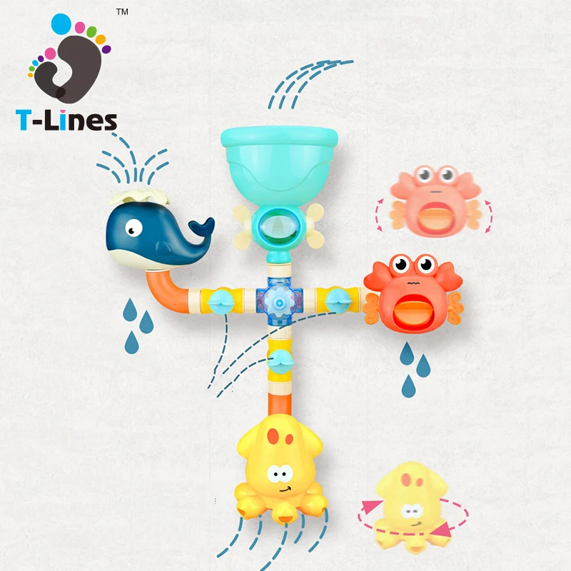 
Мультяшные игрушки-крабы для душа, детские водные трубки, игрушка для ванны, распылитель воды для детей 