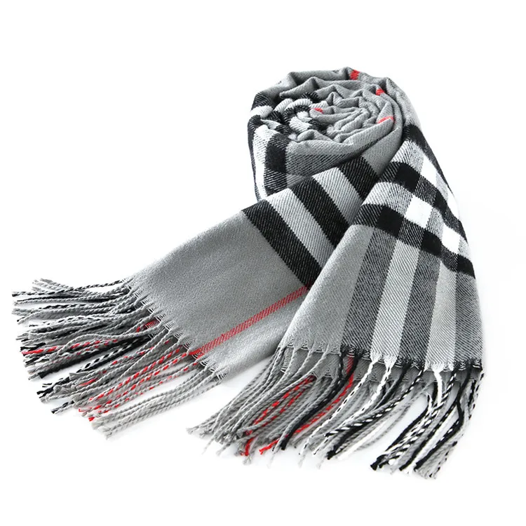 New British Style Luxury Famous Brands Fashion Women Winter Scarfs Warm  Pashmina Tassel Shawl Cashmere Plaid Designer Scarf