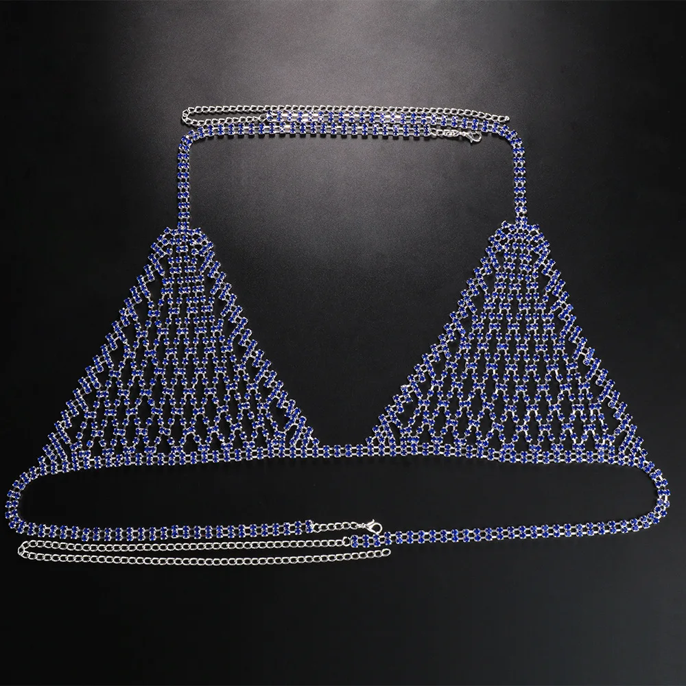 Sexy Rhinestone Crystal Bralette Set Jewelry for Lady Chain Bling Rhinestone Bra and Thong