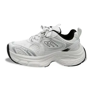 Lace-up Autumn Breathable Mesh PU Upper Rubber Outsole Color Matching Thick Bottom Casual Motional Shoes for Men's Women's