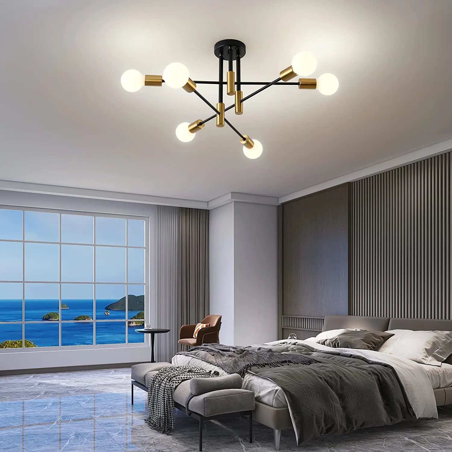 Современная люстра в стиле среднего века Sputnik светильник с полуутопленным креплением потолочный регулируемым рычагом Кухонное