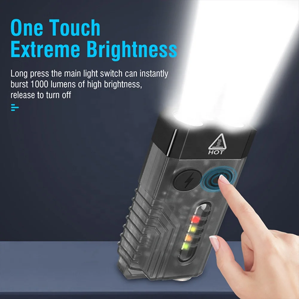 Asafee New LED 5 Modes Mini Flashlight Super Brightness Range 100m IPX4 Light Portable Key Chain Flash Light 10w Big Power  Lamp