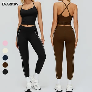 Evaricky High Quality Hot Fitness Wear Suit Workout Clothes Camisole Sport Tank Top Women Gym Sportswear Yoga Leggings Set