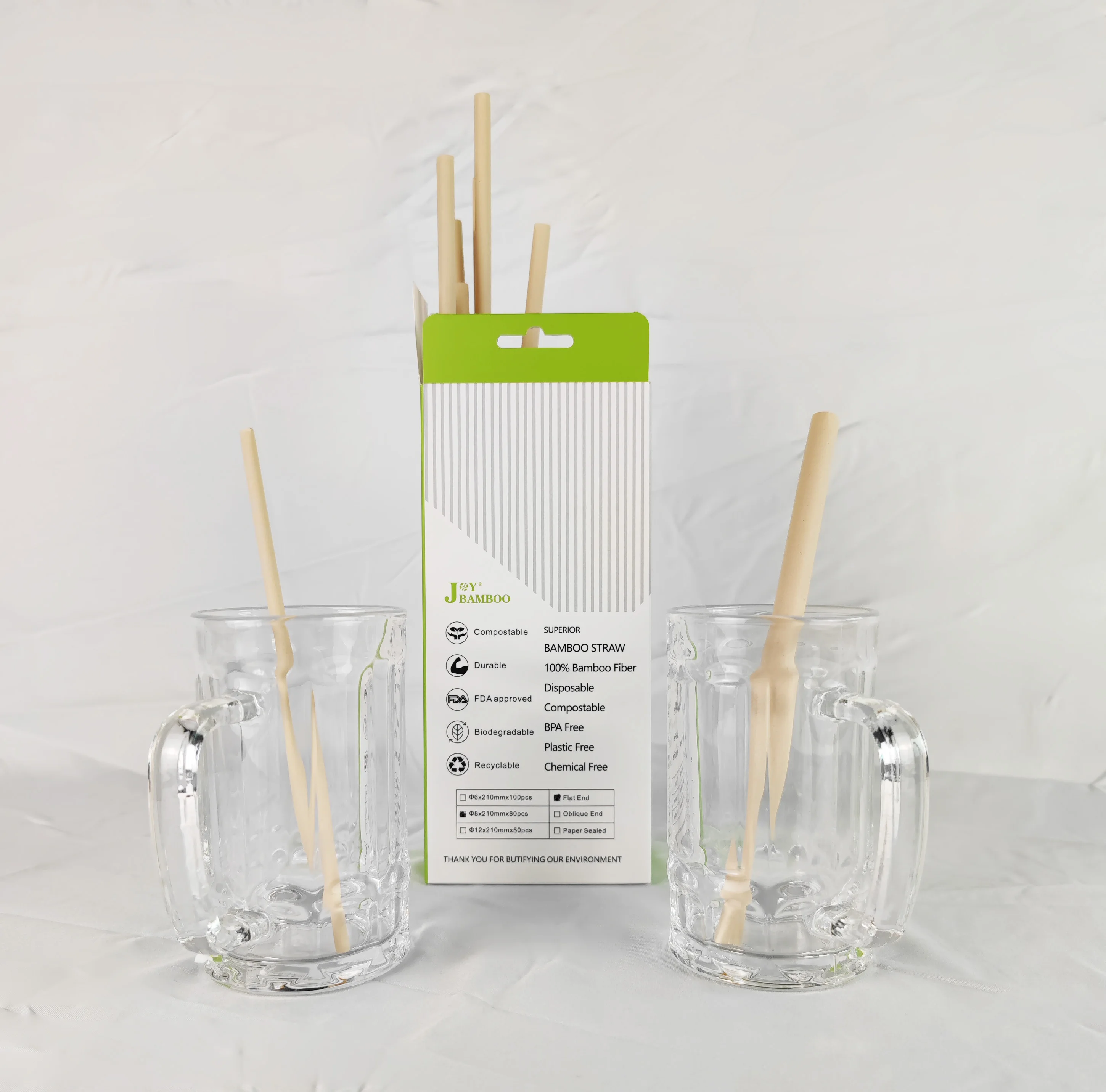 Boba Bamboo Straws, Individually Paper Wrapped (12mm x 21cm