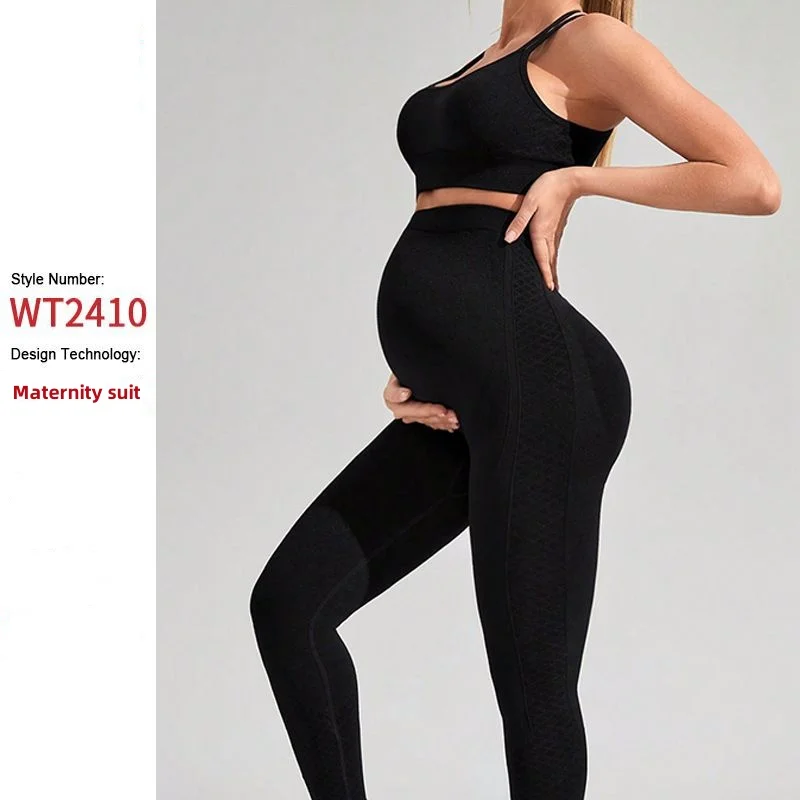 2024 Customized Logo Women's Crimping Running Maternity yoga wear Seamless 2-Piece Yoga Leggings Gym Workout Wear