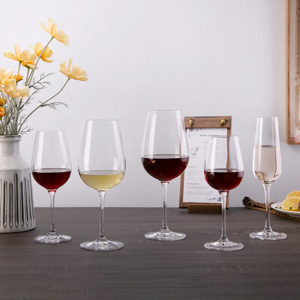 Factory Low Price Stock European Different Sizes 17oz Goblet Red White Wine Glasses Stem Glassware Machine Pressed Glass